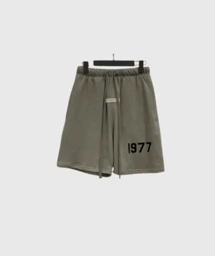 Dark Grey Fear of God Essentials 1977 Logo Shorts