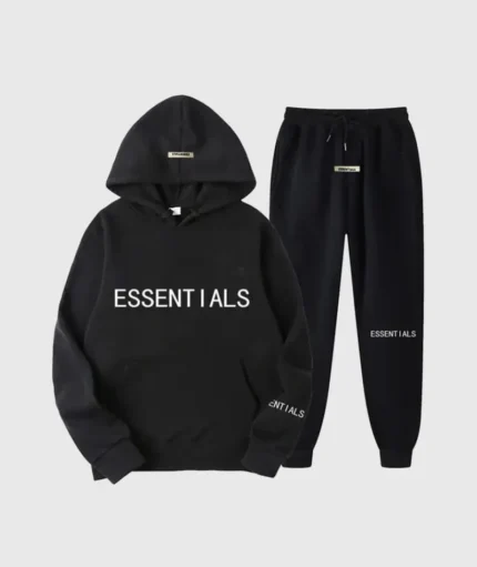 Black Essential Spring Hooded Tracksuit