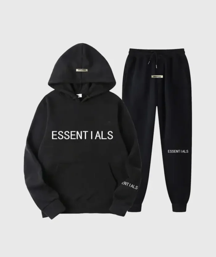 Black Essential Spring Hooded Tracksuit